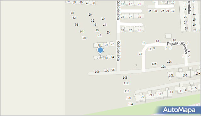Szczecin, Kościeliska, 92, mapa Szczecina