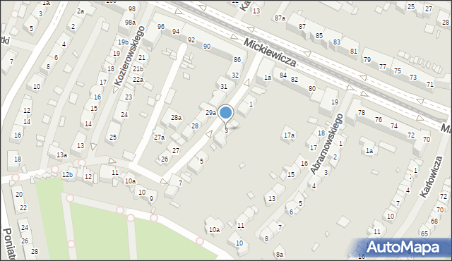 Szczecin, Kozierowskiego Stanisława, ks., 3, mapa Szczecina