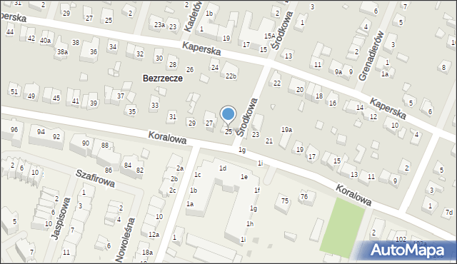 Szczecin, Koralowa, 25, mapa Szczecina