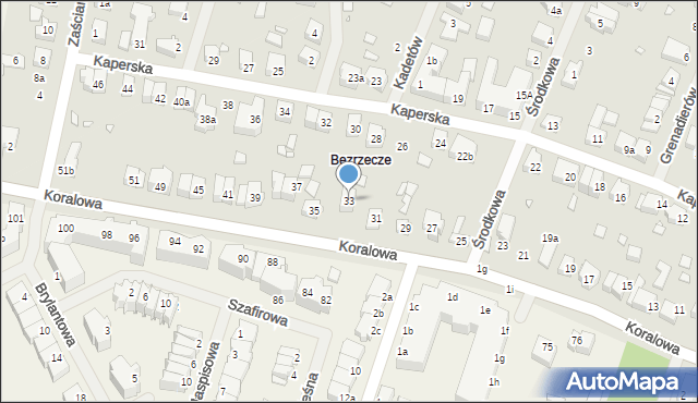 Szczecin, Koralowa, 33, mapa Szczecina