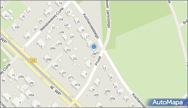 Szczecin, Kochanowskiego Jana, 18a, mapa Szczecina