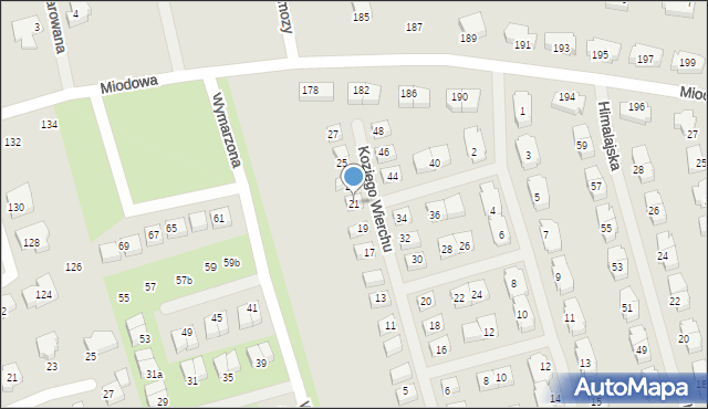 Szczecin, Koziego Wierchu, 21, mapa Szczecina