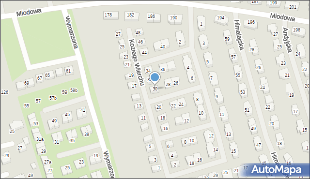 Szczecin, Koziego Wierchu, 30, mapa Szczecina