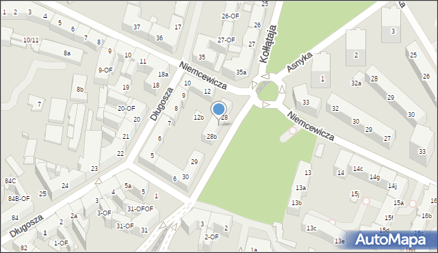 Szczecin, Kołłątaja Hugo, 28a, mapa Szczecina