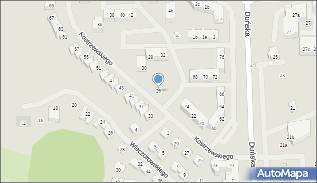 Szczecin, Kostrzewskiego Józefa, 26, mapa Szczecina