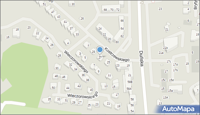 Szczecin, Kostrzewskiego Józefa, 27, mapa Szczecina