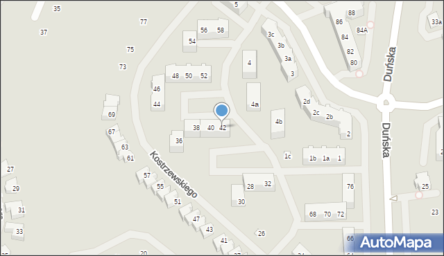 Szczecin, Kostrzewskiego Józefa, 42, mapa Szczecina