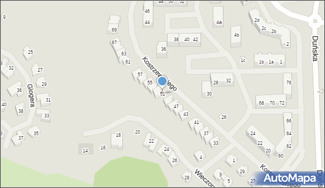 Szczecin, Kostrzewskiego Józefa, 51, mapa Szczecina