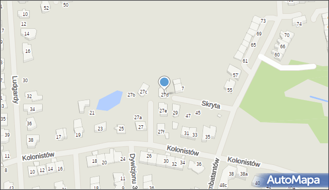 Szczecin, Kolonistów, 27d, mapa Szczecina