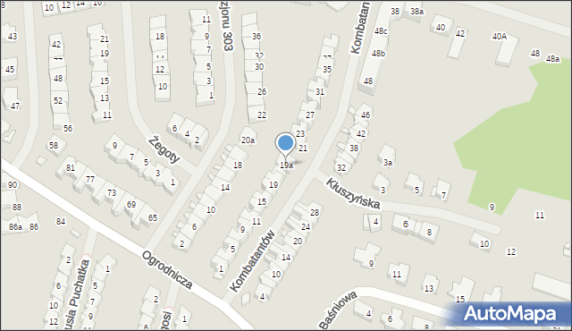Szczecin, Kombatantów, 19a, mapa Szczecina
