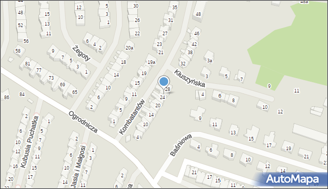 Szczecin, Kombatantów, 26, mapa Szczecina