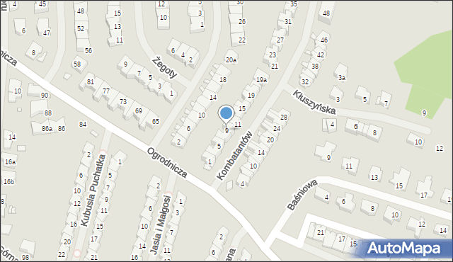 Szczecin, Kombatantów, 9, mapa Szczecina