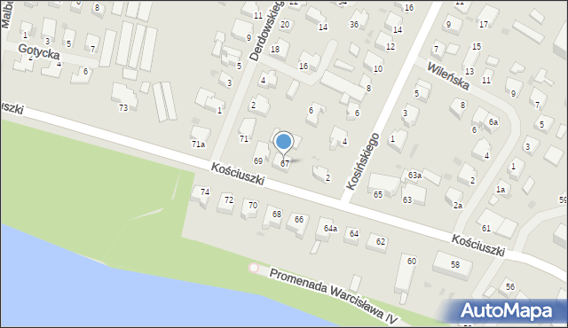 Szczecinek, Kościuszki Tadeusza, gen., 67, mapa Szczecinek