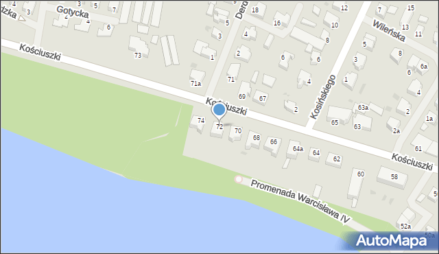 Szczecinek, Kościuszki Tadeusza, gen., 72, mapa Szczecinek