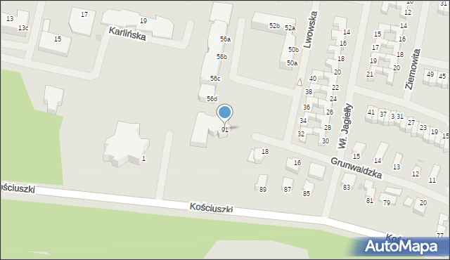 Szczecinek, Kościuszki Tadeusza, gen., 91, mapa Szczecinek