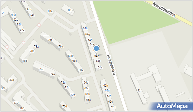 Szczecinek, Koszalińska, 64c, mapa Szczecinek