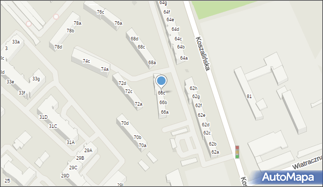 Szczecinek, Koszalińska, 66c, mapa Szczecinek