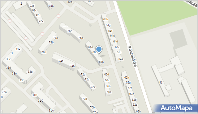 Szczecinek, Koszalińska, 68b, mapa Szczecinek
