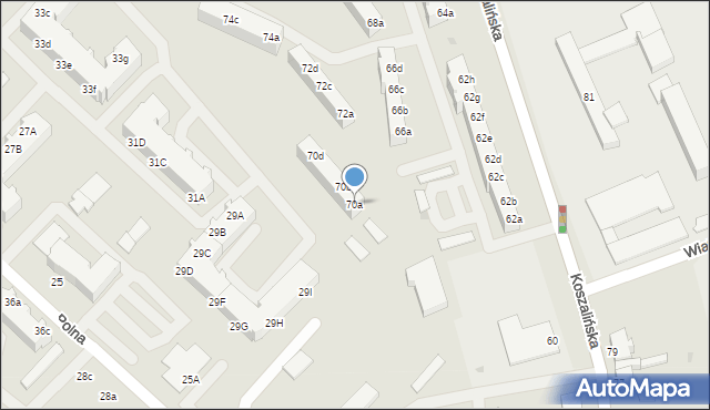Szczecinek, Koszalińska, 70a, mapa Szczecinek