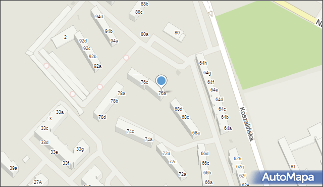 Szczecinek, Koszalińska, 76a, mapa Szczecinek