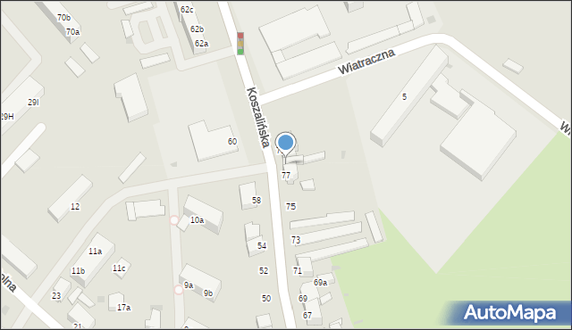 Szczecinek, Koszalińska, 77a, mapa Szczecinek