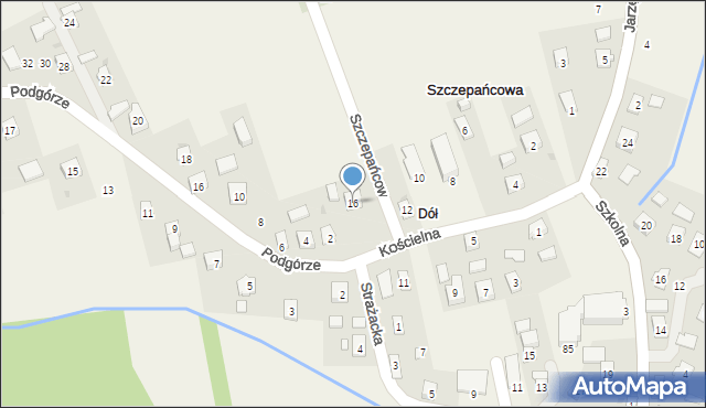 Szczepańcowa, Kościelna, 16, mapa Szczepańcowa
