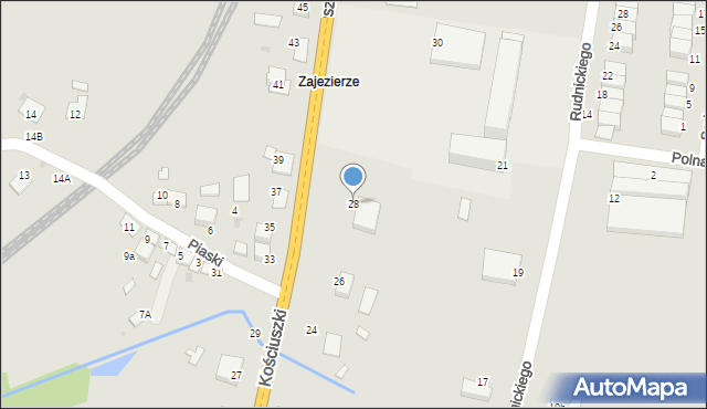 Szczucin, Kościuszki Tadeusza, gen., 28, mapa Szczucin