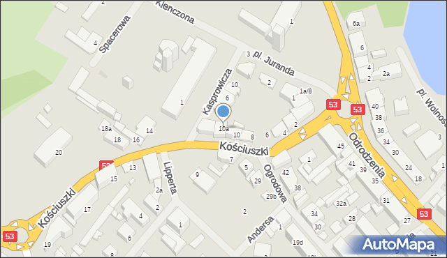 Szczytno, Kościuszki Tadeusza, gen., 10a, mapa Szczytno