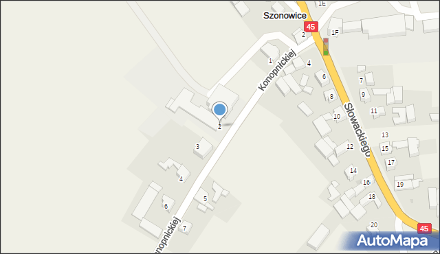 Szonowice, Konopnickiej Marii, 2, mapa Szonowice
