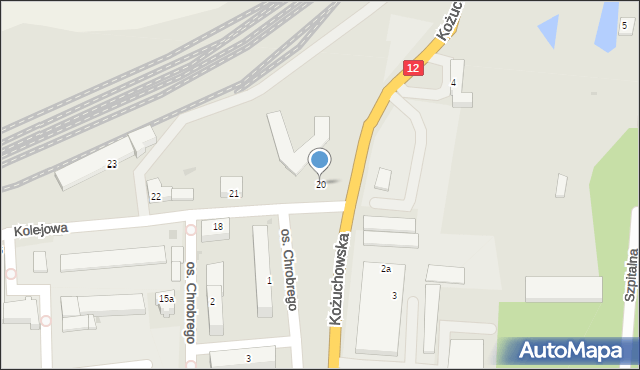 Szprotawa, Kolejowa, 20, mapa Szprotawa