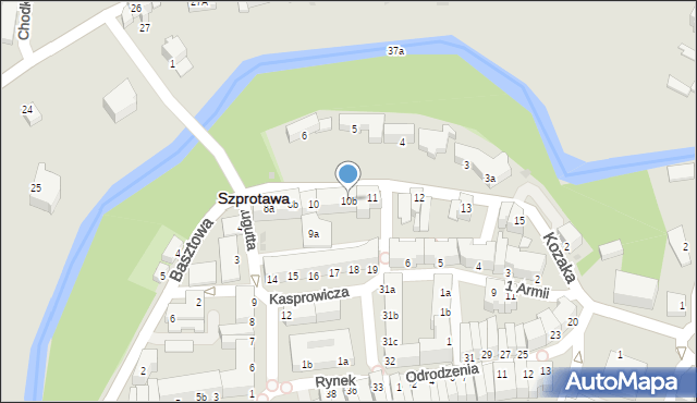 Szprotawa, Kozaka Bronka, 10b, mapa Szprotawa