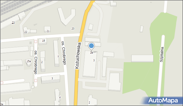 Szprotawa, Kożuchowska, 2a, mapa Szprotawa