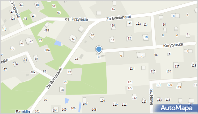 Szteklin, Korytybska, 11, mapa Szteklin