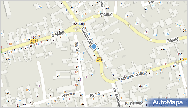 Szubin, Kościuszki Tadeusza, gen., 1, mapa Szubin