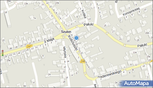 Szubin, Kościuszki Tadeusza, gen., 14, mapa Szubin