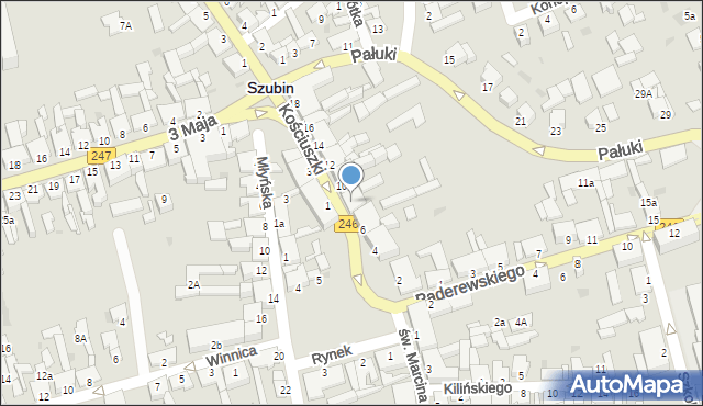 Szubin, Kościuszki Tadeusza, gen., 8, mapa Szubin