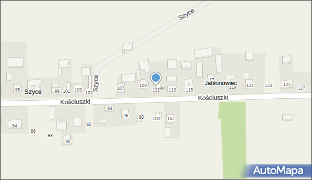 Szyce, Kościuszki Tadeusza, gen., 111, mapa Szyce