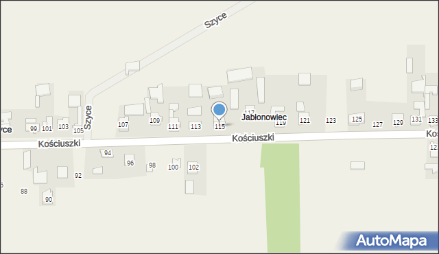 Szyce, Kościuszki Tadeusza, gen., 115, mapa Szyce