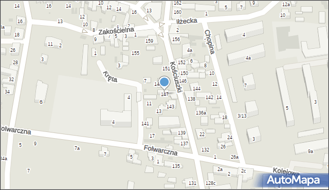 Szydłowiec, Kościuszki Tadeusza, gen., 147, mapa Szydłowiec