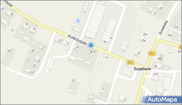 Szypliszki, Kościuszki Tadeusza, gen., 13, mapa Szypliszki