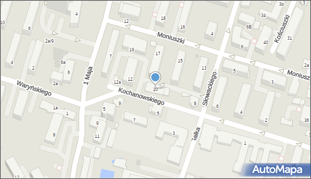 Tarnobrzeg, Kochanowskiego Jana, 10, mapa Tarnobrzegu