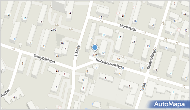 Tarnobrzeg, Kochanowskiego Jana, 12a, mapa Tarnobrzegu