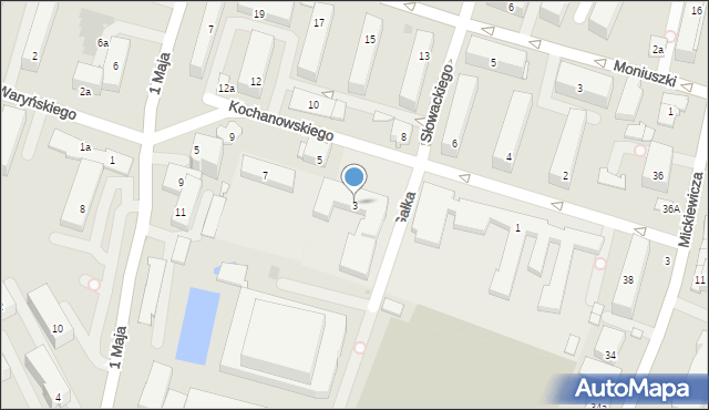 Tarnobrzeg, Kochanowskiego Jana, 3, mapa Tarnobrzegu
