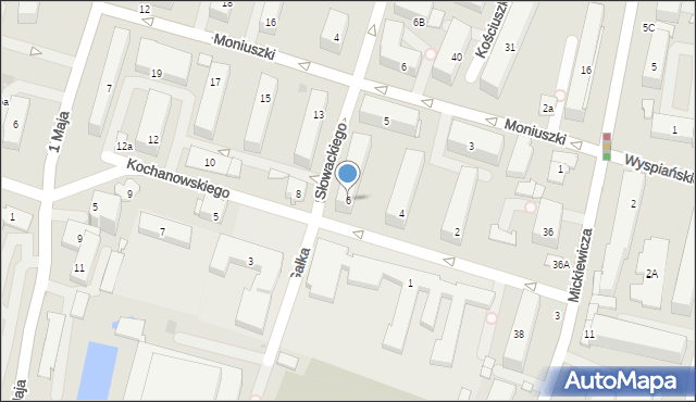 Tarnobrzeg, Kochanowskiego Jana, 6, mapa Tarnobrzegu