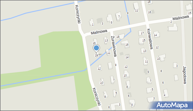 Tarnobrzeg, Koniczynki, 14, mapa Tarnobrzegu