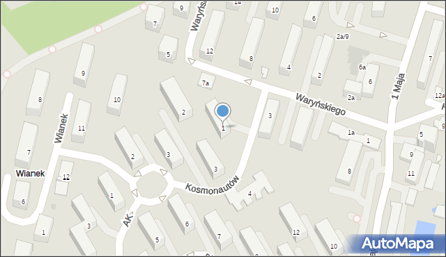 Tarnobrzeg, Kosmonautów, 1, mapa Tarnobrzegu