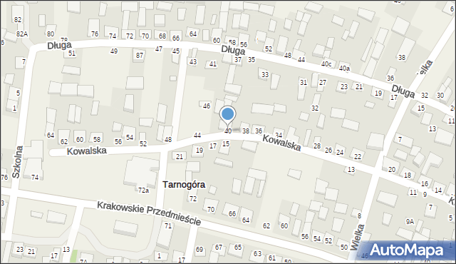 Tarnogóra, Kowalska, 40, mapa Tarnogóra