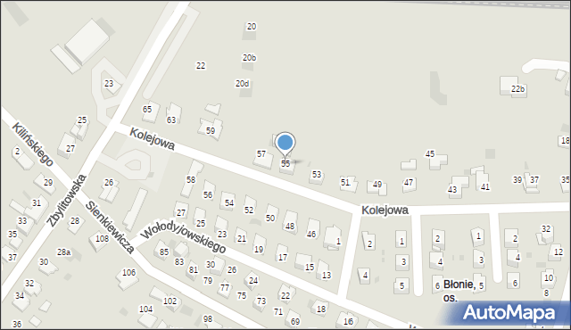 Tarnów, Kolejowa, 55, mapa Tarnów