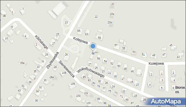 Tarnów, Kolejowa, 58, mapa Tarnów