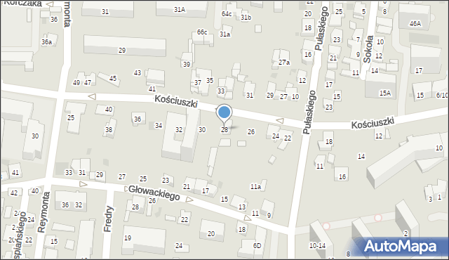 Tarnów, Kościuszki Tadeusza, gen., 28, mapa Tarnów